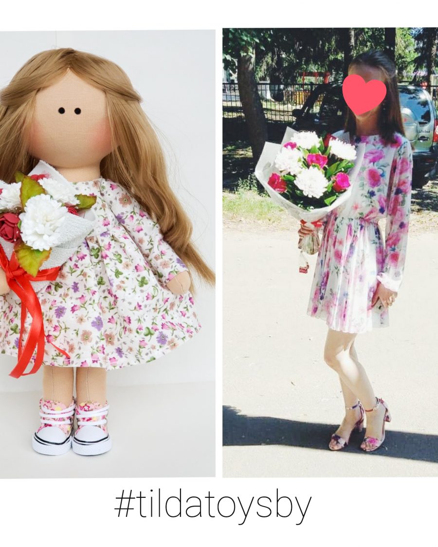 Интерьерная куколка по фото в платье в цветочек
