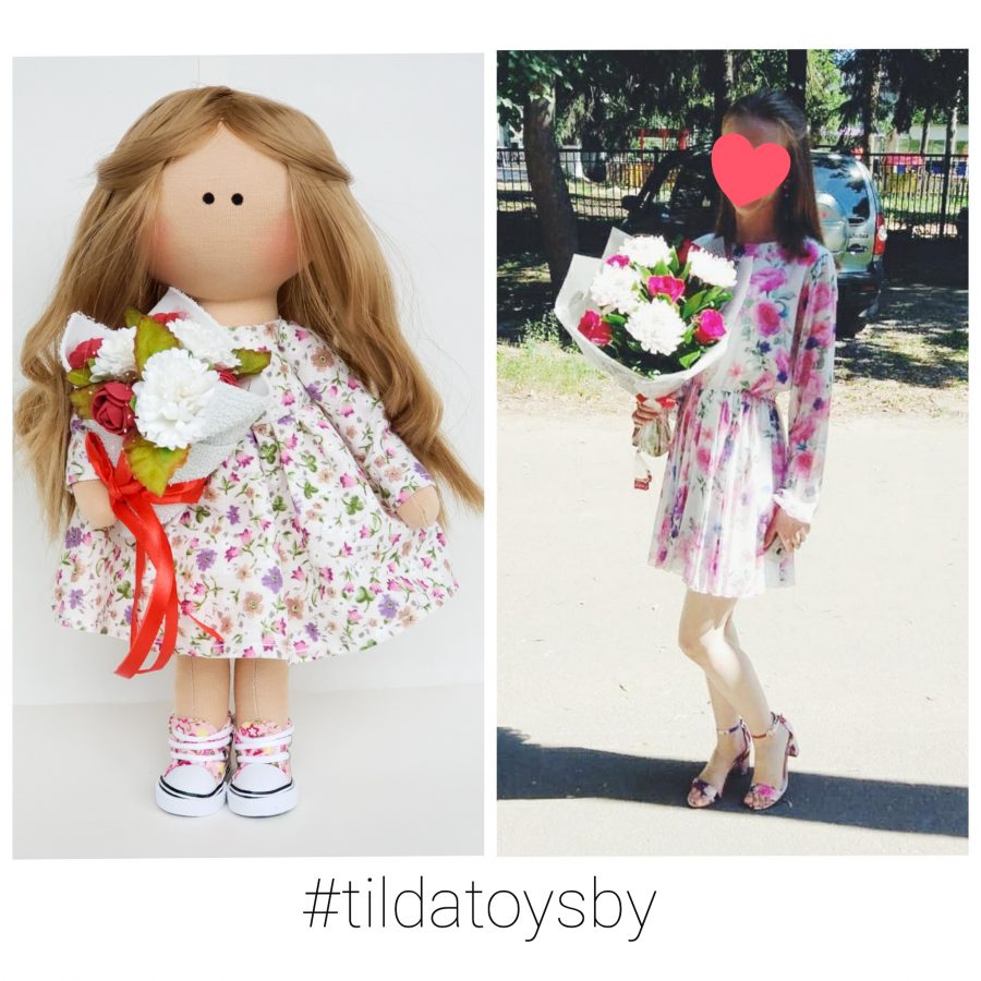 Интерьерная куколка по фото в платье в цветочек