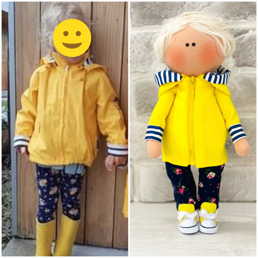 Куколка по фото в желтой куртке